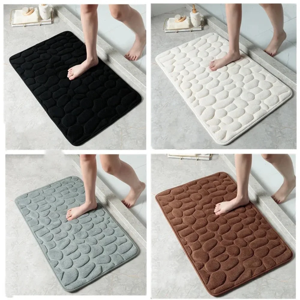 Cobblestone Comfort: Memory Foam Bath Mat with Non-Slip Base